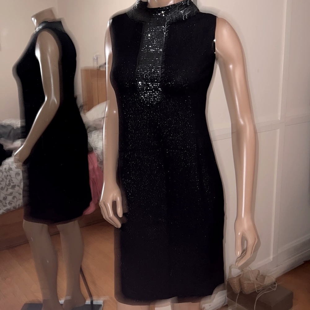 Shimmery beaded collar & bodice -lightweight thin  wool material handmade size 8